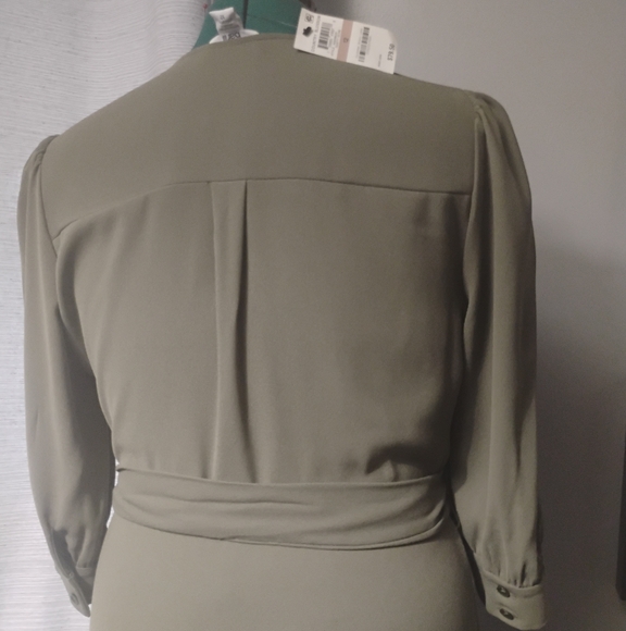 Bar III Asymmetrical Wrap-Style Dress in Olive Green, Sz 12 - Picture 8 of 13
